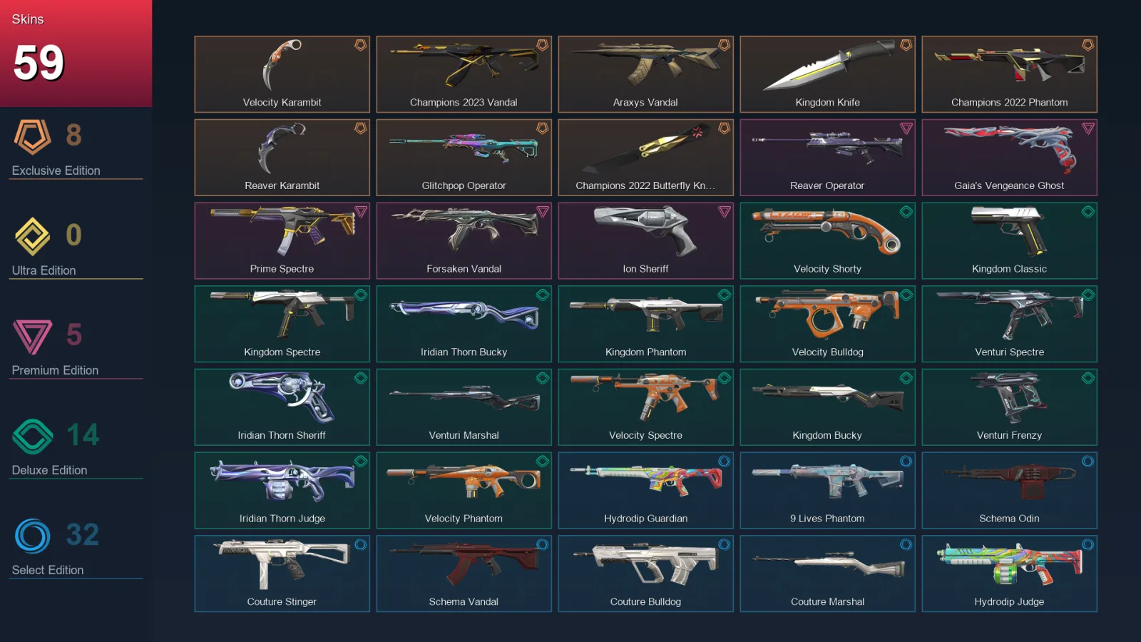 LA | Lv110 | Unranked | 59 Skin | 26 Agent | 79 Buddy — Couture Frenzy