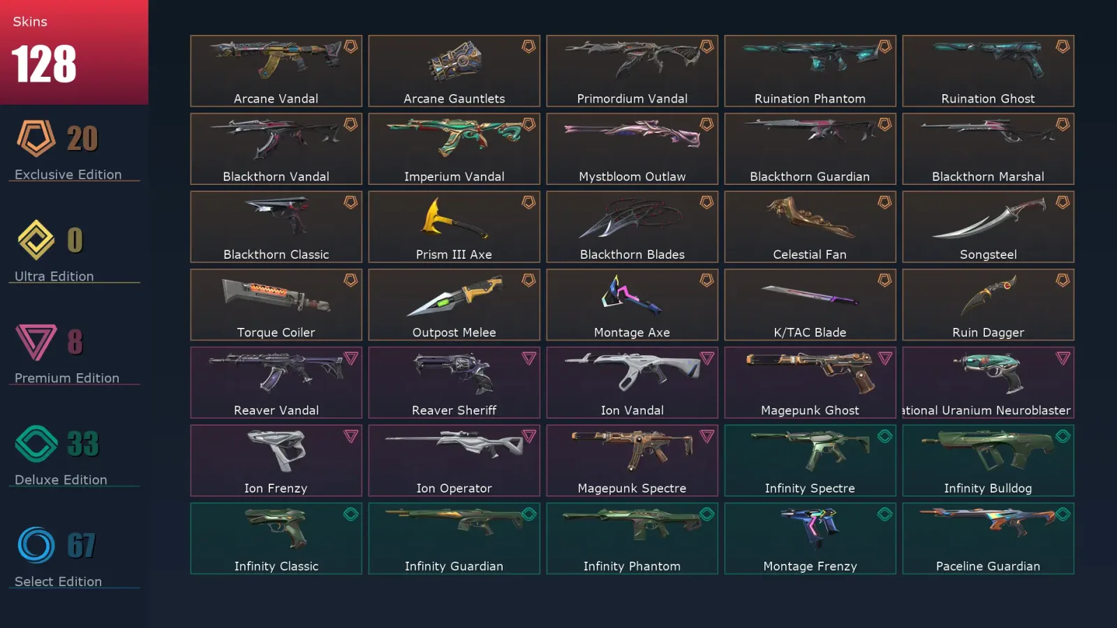[Valorant] | EU | Level 215 | 29 Agents | 128 Skins — Valorant account