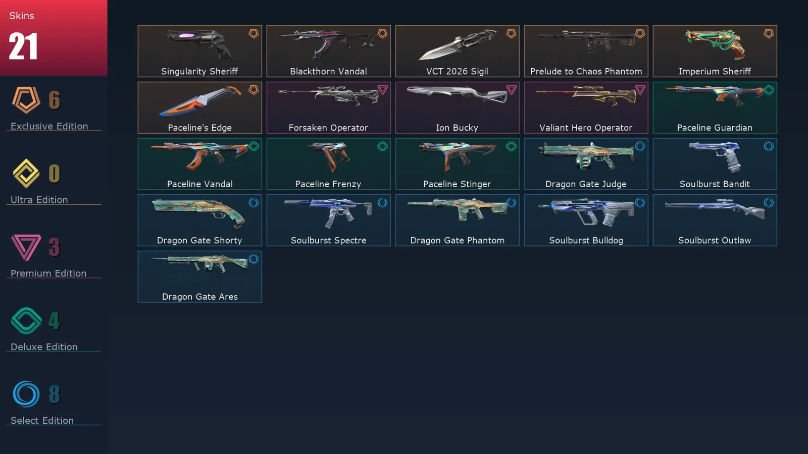 [Valorant] | EU | Level 40 | 14 Agents | 21 Skins