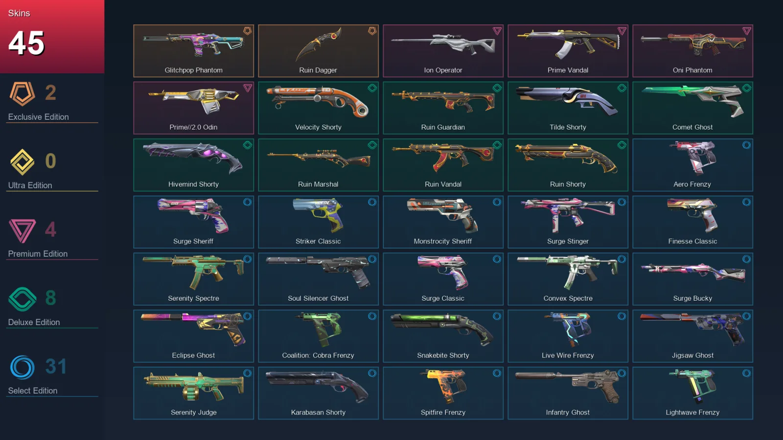 AP | Lv320 | Unranked | 45 Skin | 26 Agent | 117 Buddy