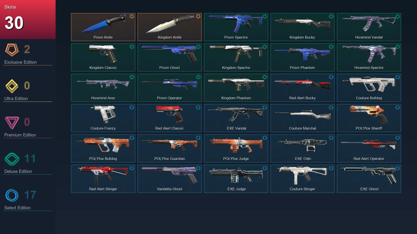 EU | Lv1 | Unranked | 30 Skin | 10 Agent | 28 Buddy