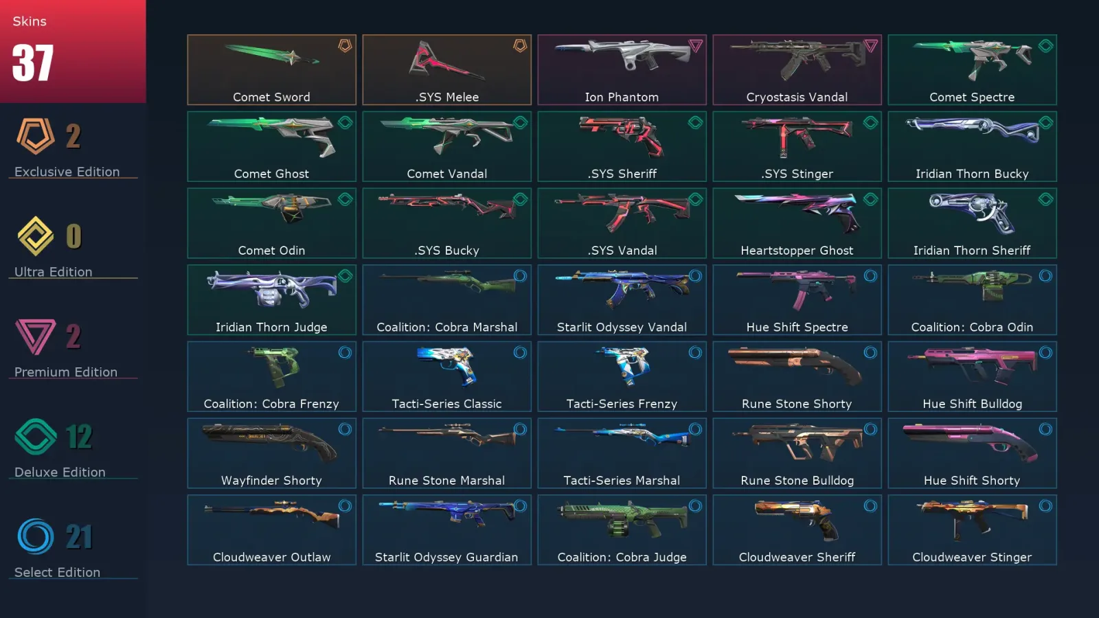 [Valorant] | EU | Level 99 | 25 Agents | 37 Skins — Valorant account