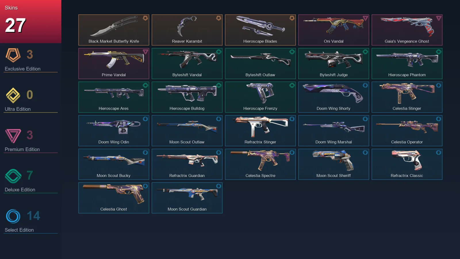 BR | Lv53 | Unranked | 27 Skin | 17 Agent | 27 Buddy