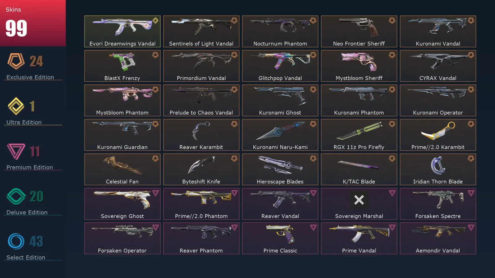 [Valorant] | EU | Level 326 | 28 Agents | 99 Skins — Valorant account