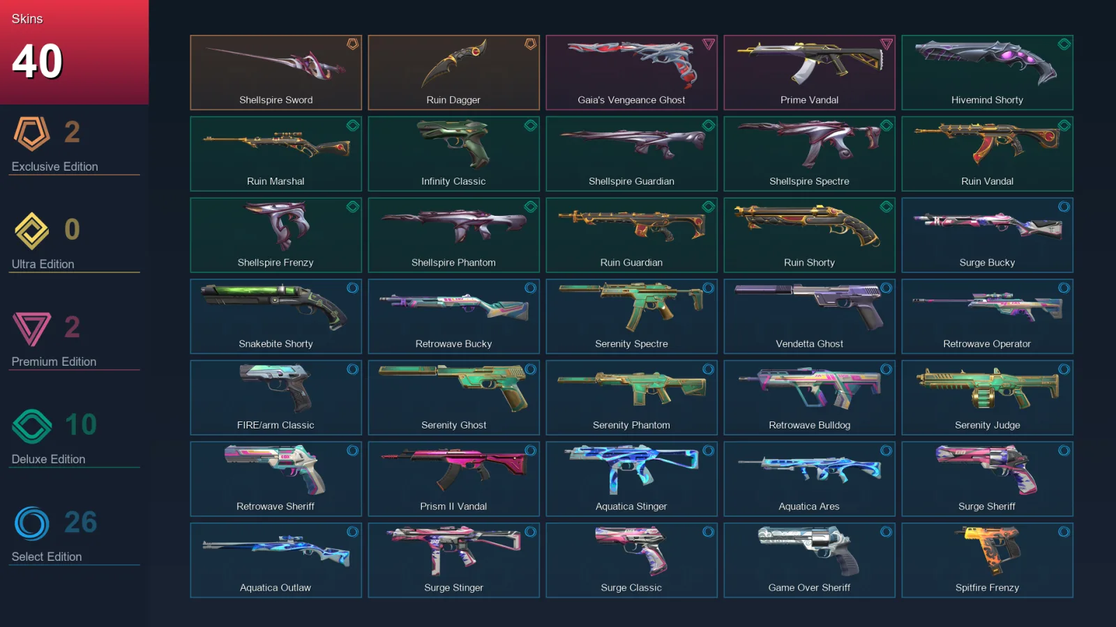 EU | Lv171 | Unranked | 40 Skin | 25 Agent | 88 Buddy