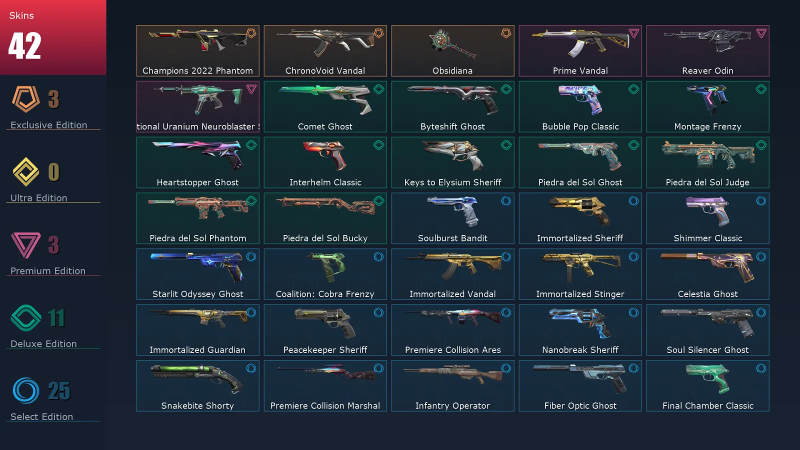 [Valorant] | EU | Level 384 | 29 Agents | 42 Skins
