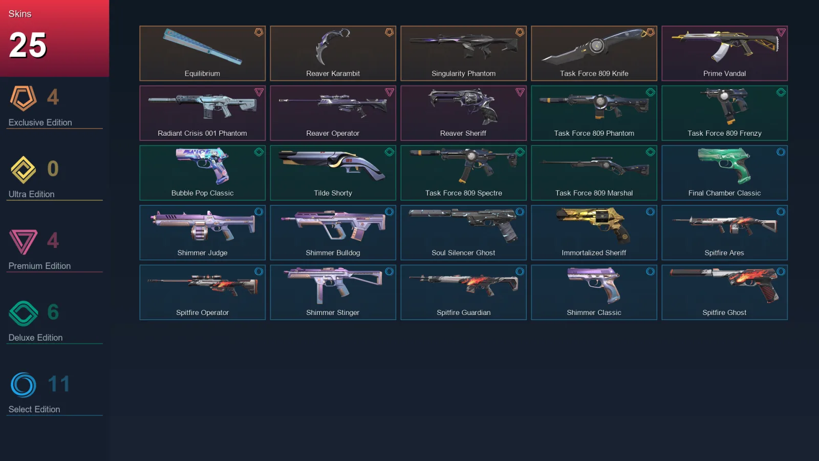 EU | Lv138 | Unranked | 25 Skin | 27 Agent | 63 Buddy