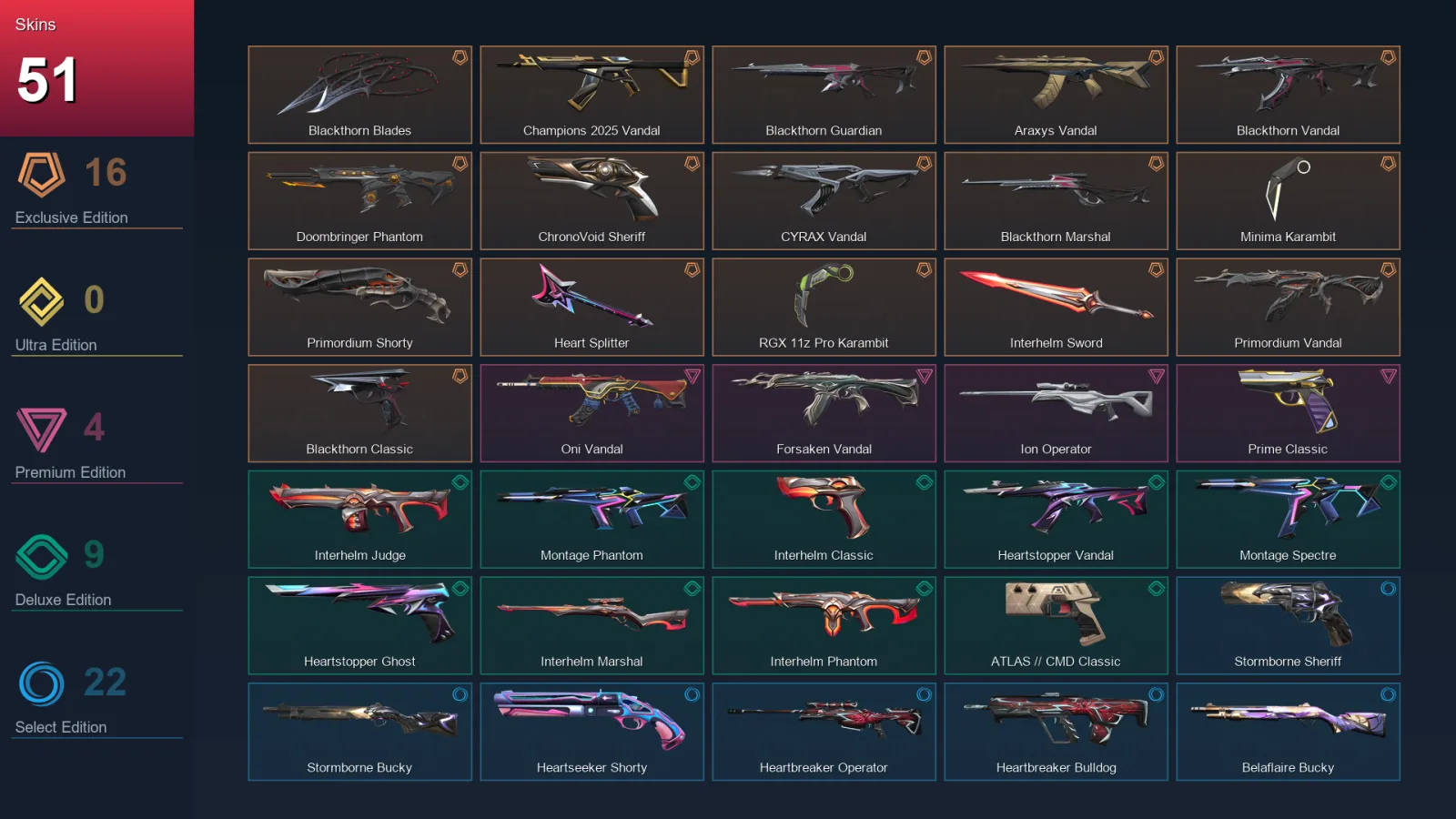 EU | Lv82 | Ascendant III | 51 Skin | 22 Agent | 38 Buddy — Valorant account