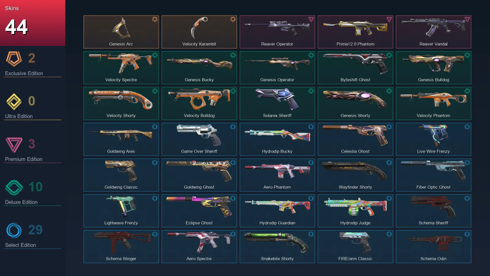 EU | Lv250 | Unranked | 44 Skin | 27 Agent | 87 Buddy — Valorant account