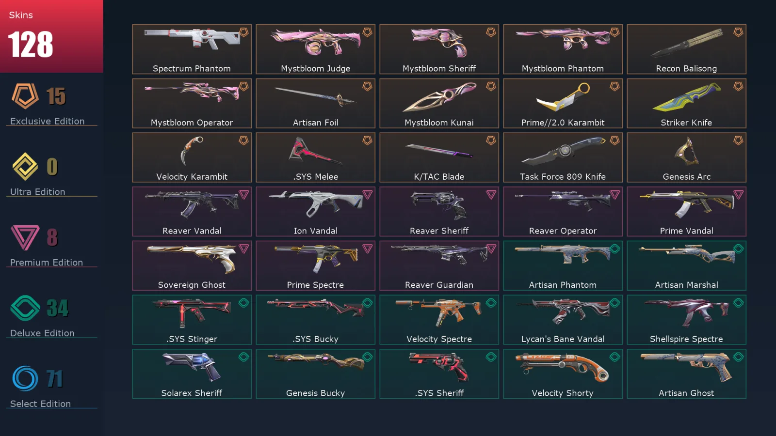 [Valorant] | EU | Level 256 | 28 Agents | 128 Skins