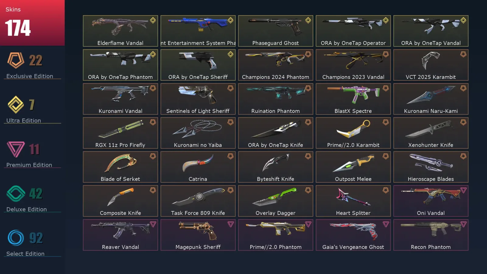 [Valorant] | EU | Level 299 | Gold 2 | 29 Agents | 174 Skins — Valorant account
