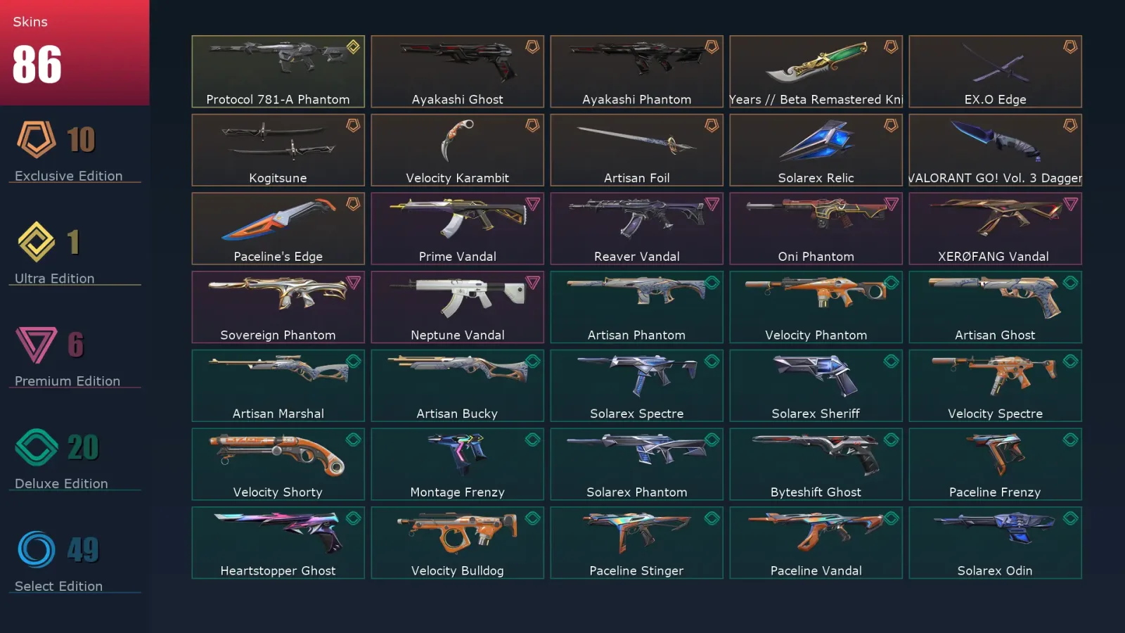 [Valorant] | EU | Level 1 | Immortal 1 | 29 Agents | 86 Skins — Valorant account