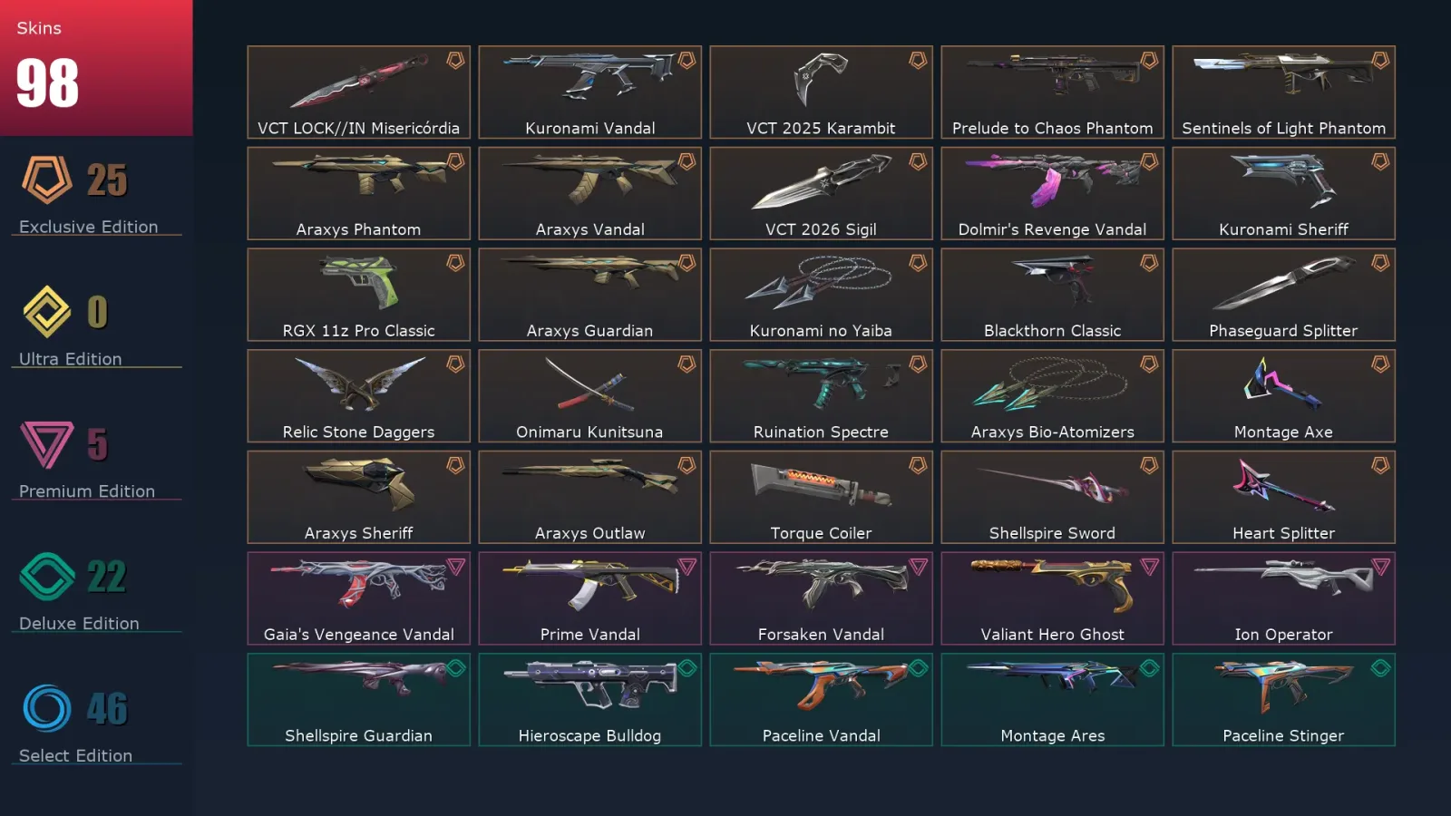 [Valorant] | EU | Level 118 | Ascendant 2 | 29 Agents | 98 Skins — Valorant account