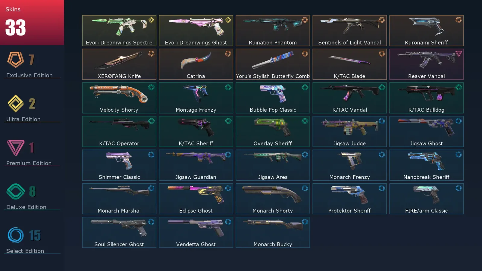 [Valorant] | EU | Level 225 | Diamond 3 | 29 Agents | 33 Skins — Valorant account