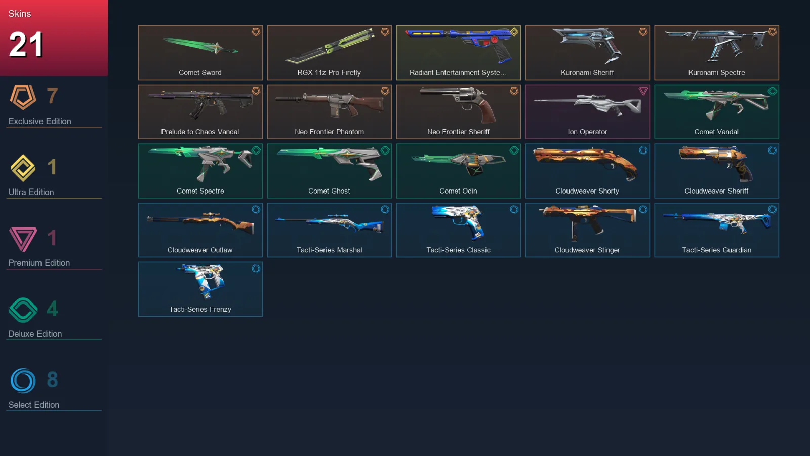 EU | Lv54 | Unranked | 21 Skin | 18 Agent | 29 Buddy