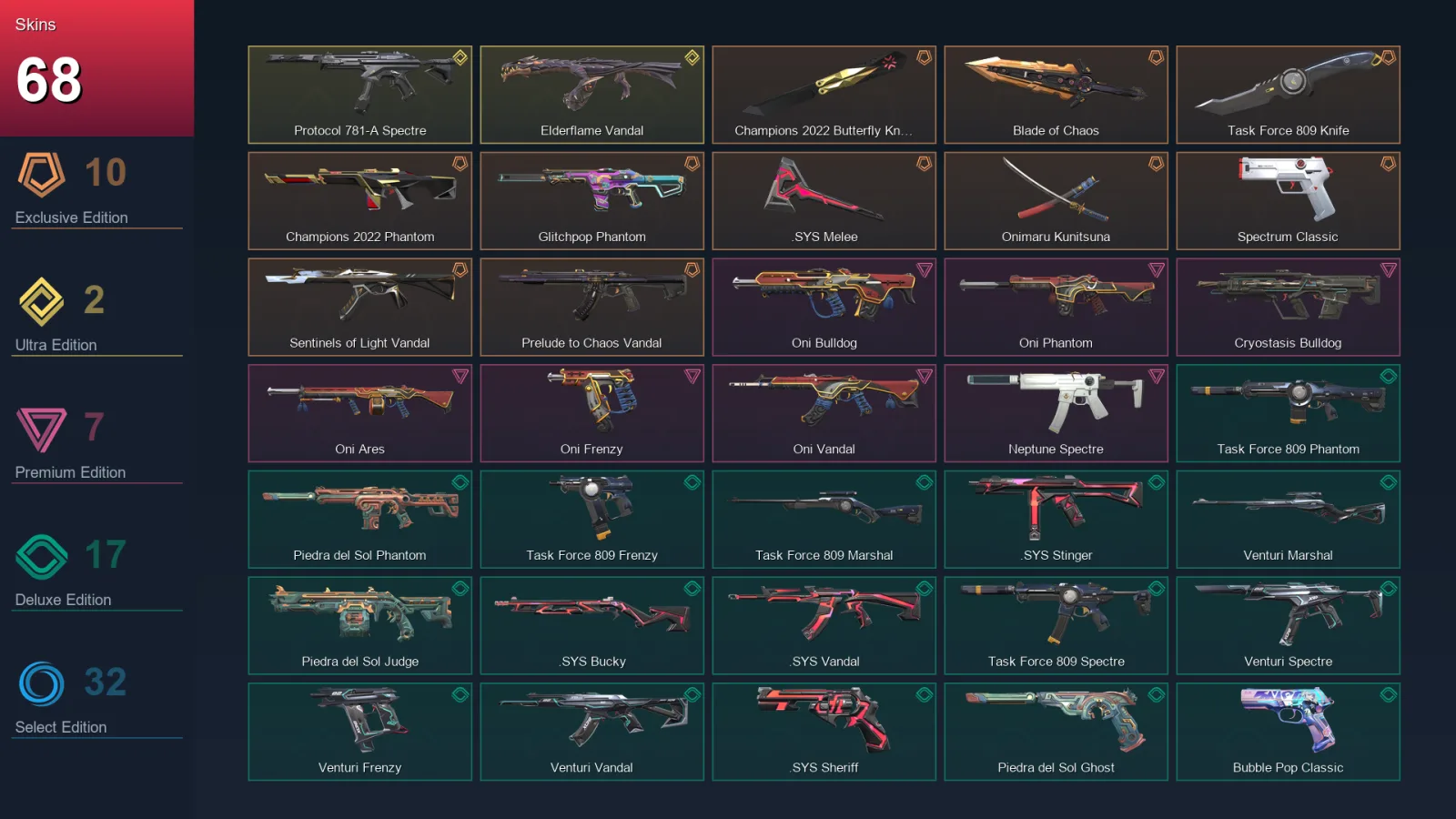 AP | Lv158 | Unranked | 68 Skin | 25 Agent | 65 Buddy