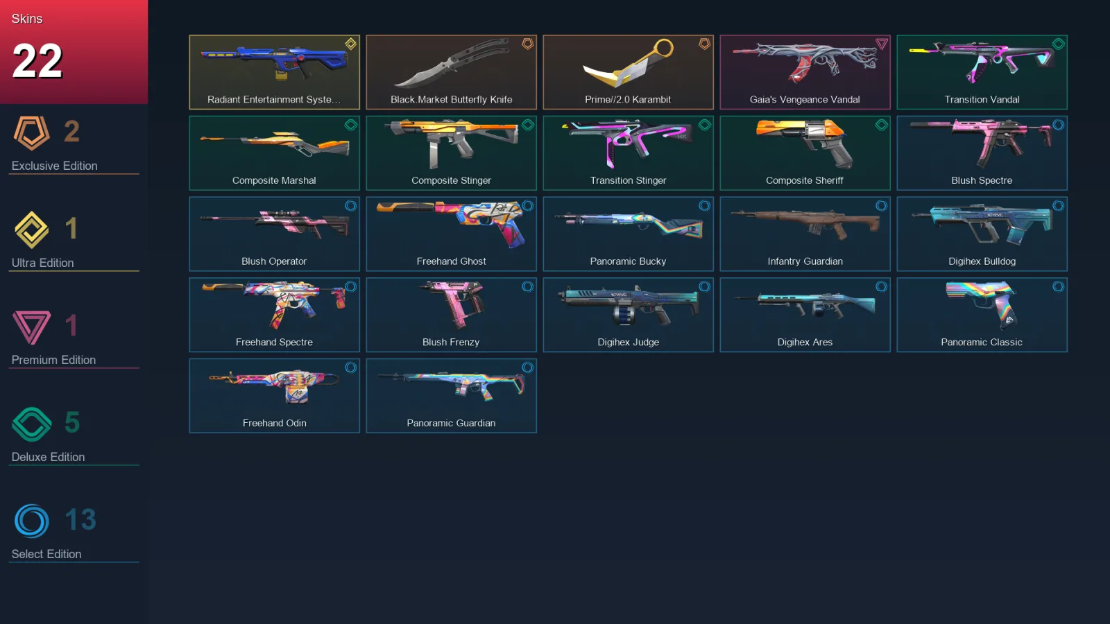 AP | Lv30 | Unranked | 22 Skin | 11 Agent | 15 Buddy