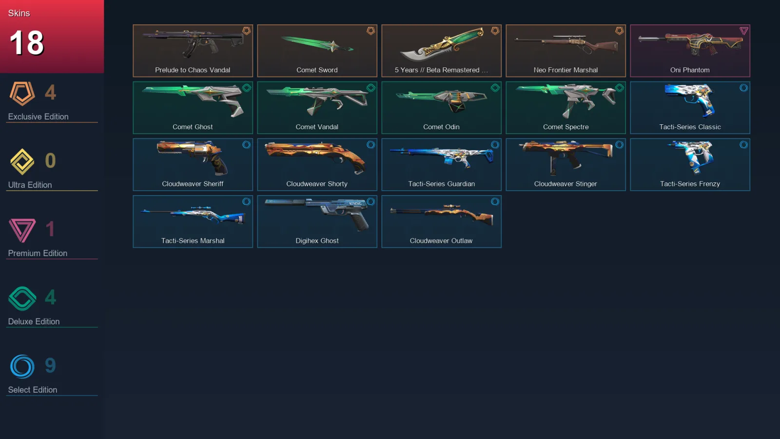 EU | Lv88 | Unranked | 18 Skin | 28 Agent | 50 Buddy