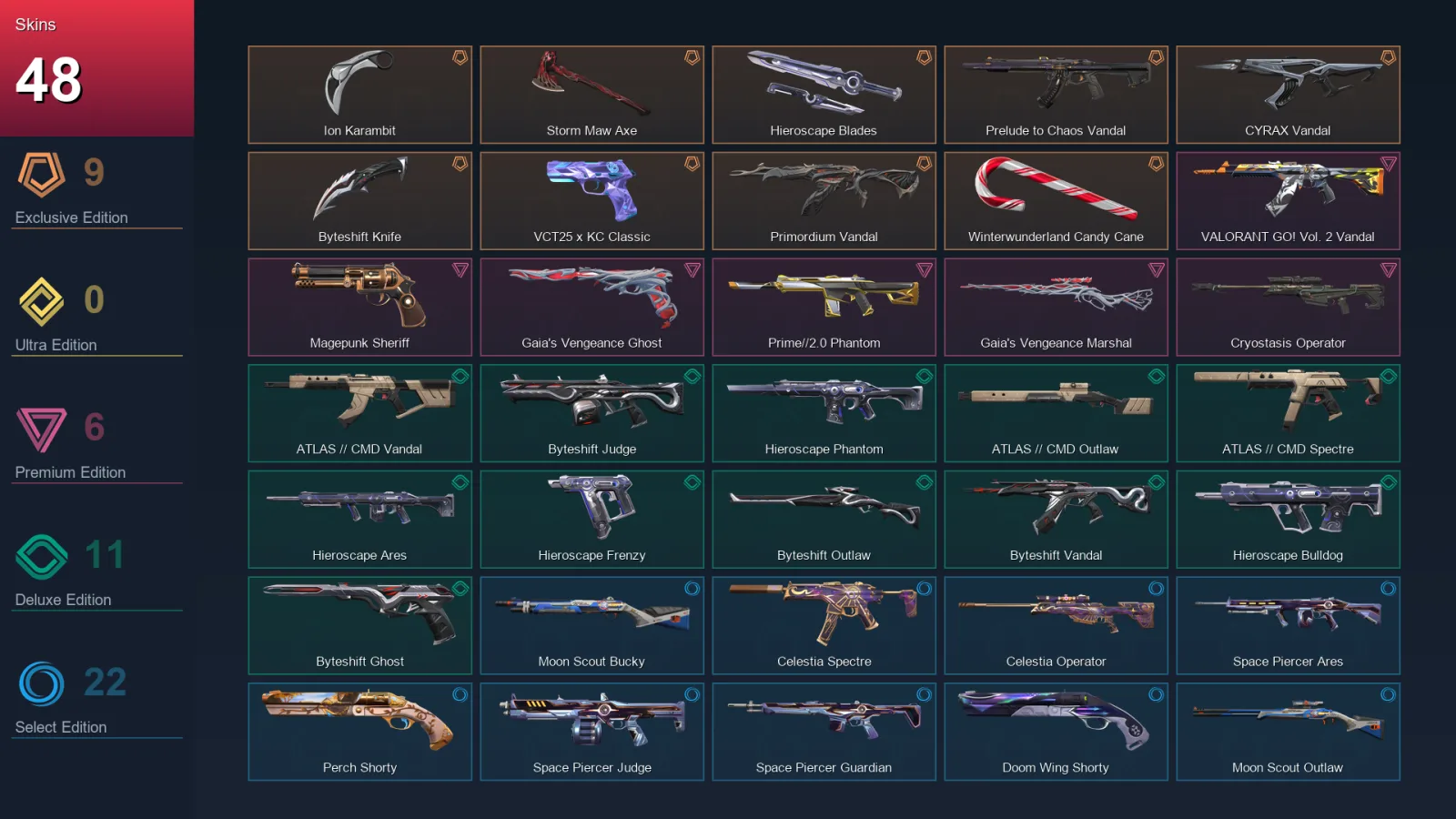 EU | Lv79 | Unranked | 48 Skin | 24 Agent | 51 Buddy — Unranked / Smurf Valorant