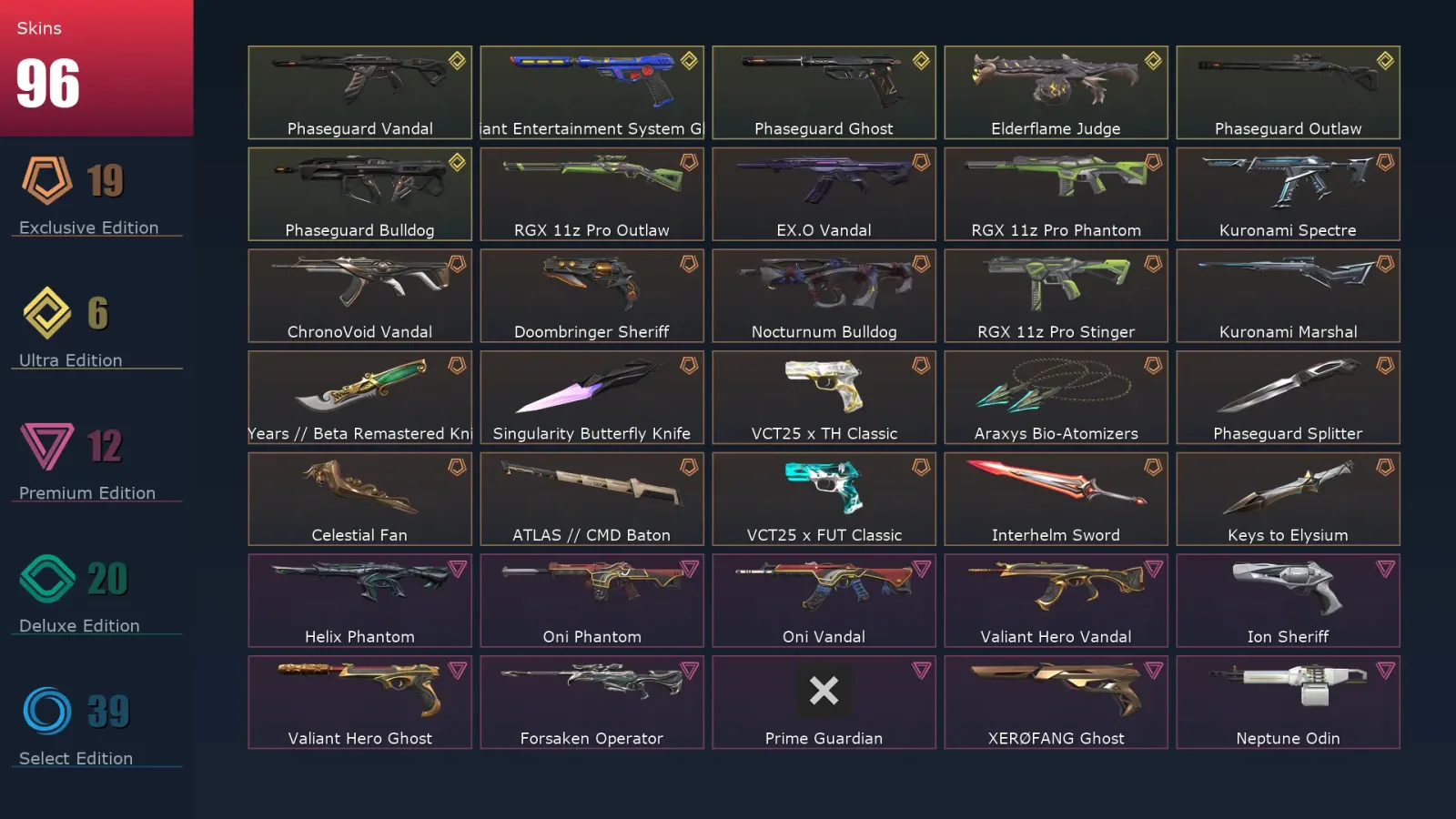 [Valorant] | EU | Level 100 | Ascendant 1 | 29 Agents | 96 Skins — Valorant account