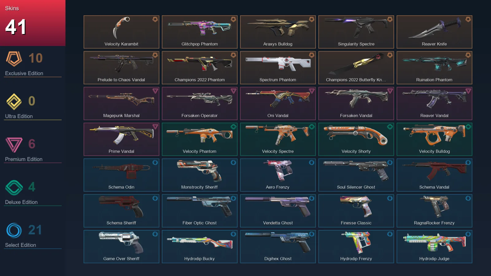 AP | Lv243 | Unranked | 41 Skin | 29 Agent | 122 Buddy