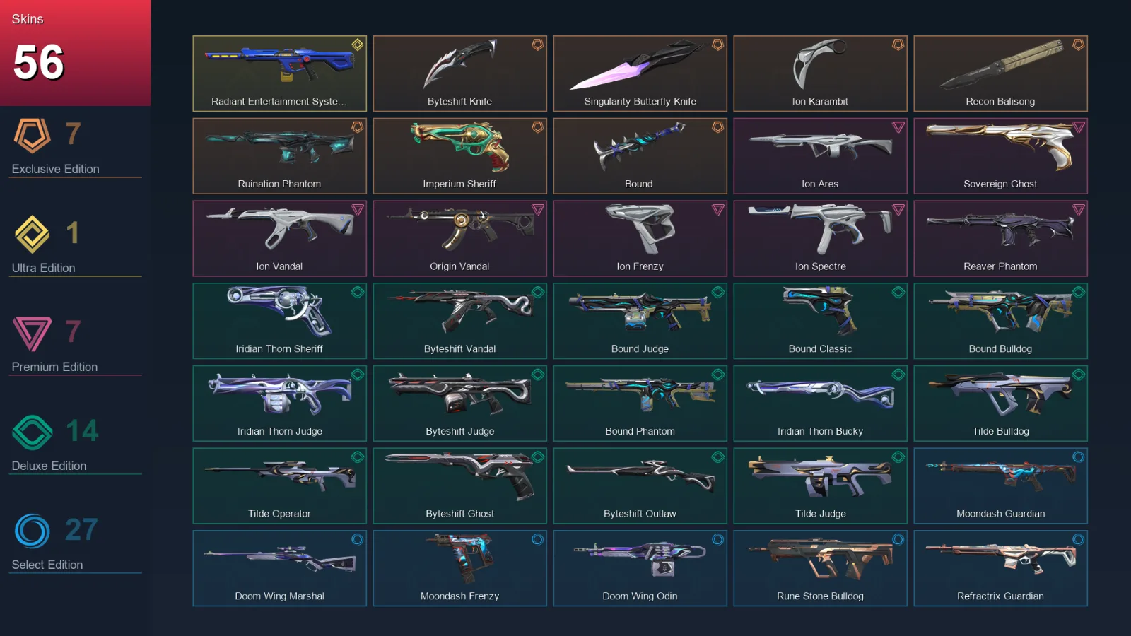 AP | Lv73 | Unranked | 56 Skin | 27 Agent | 55 Buddy — Valorant account