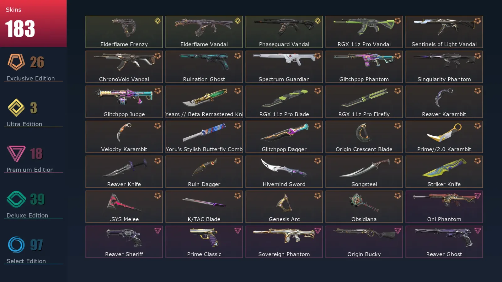 [Valorant] | EU | Level 500 | Ascendant 3 | 29 Agents | 183 Skins — Valorant account
