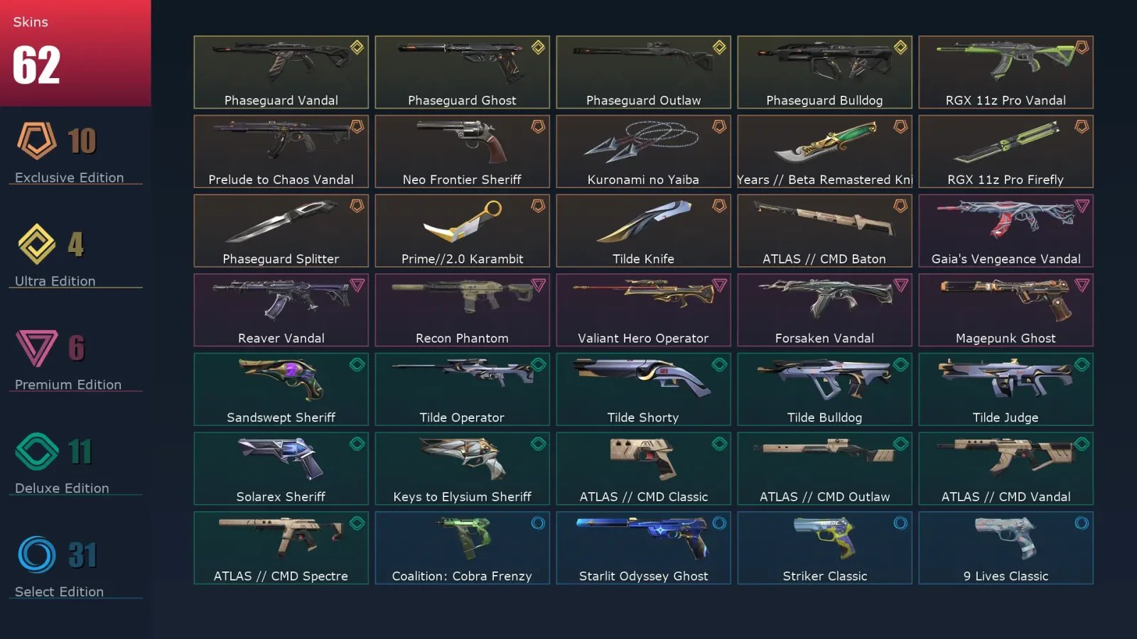 [Valorant] | EU | Level 327 | Ascendant 2 | 28 Agents | 62 Skins — Valorant account