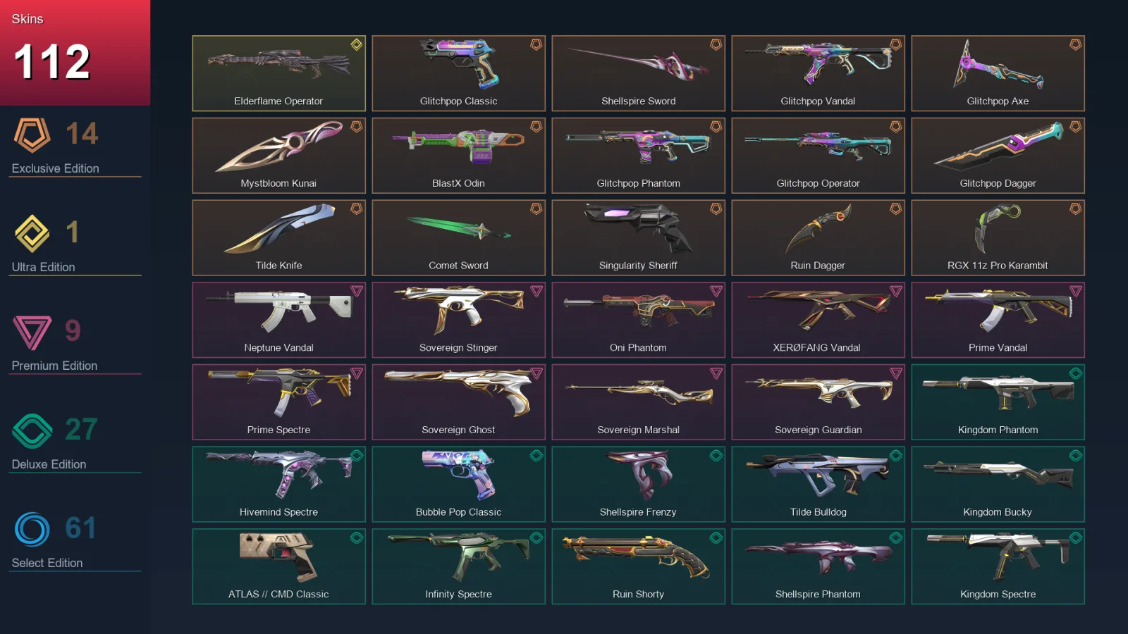 AP | Lv182 | Unranked | 112 Skin | 27 Agent | 108 Buddy — Valorant account