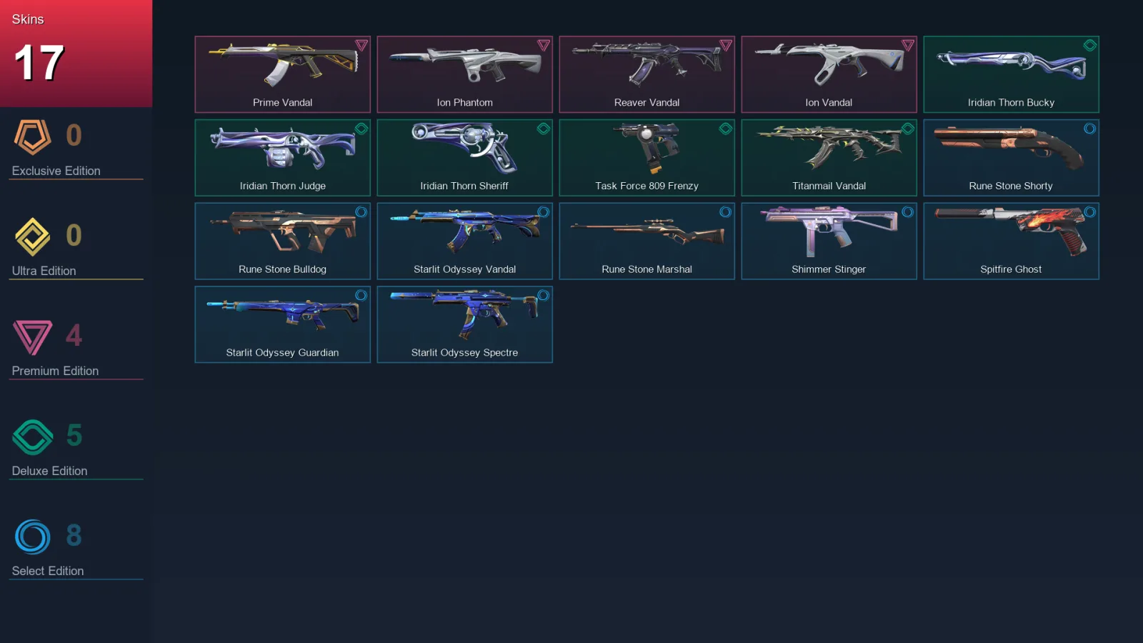 NA | Lv37 | Unranked | 17 Skin | 11 Agent | 22 Buddy