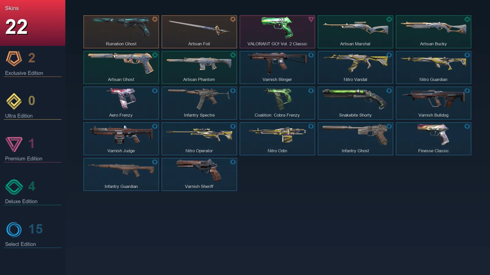 NA | Lv67 | Unranked | 22 Skin | 16 Agent | 33 Buddy