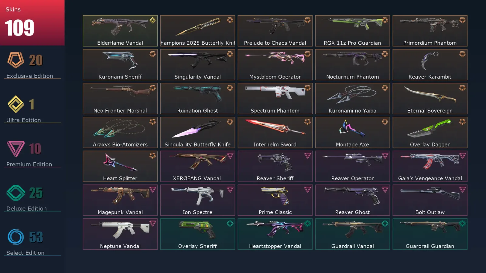 [Valorant] | EU | Level 241 | 29 Agents | 109 Skins — Valorant account