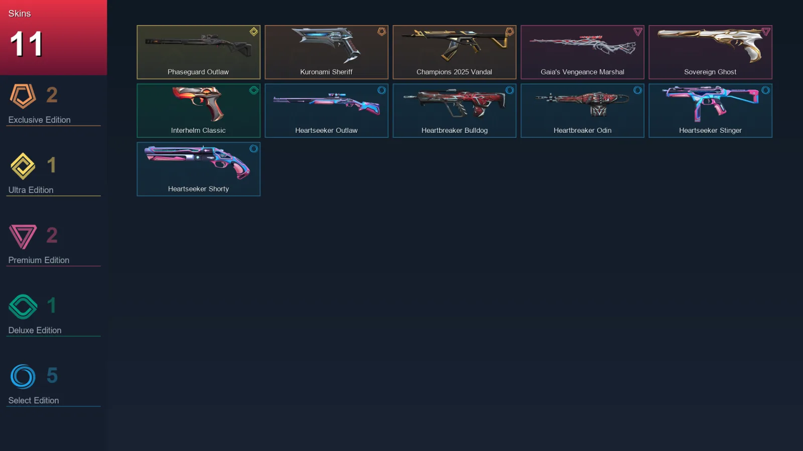 AP | Lv44 | Unranked | 11 Skin | 14 Agent | 11 Buddy &mdash; Valorant account with Vandal skin