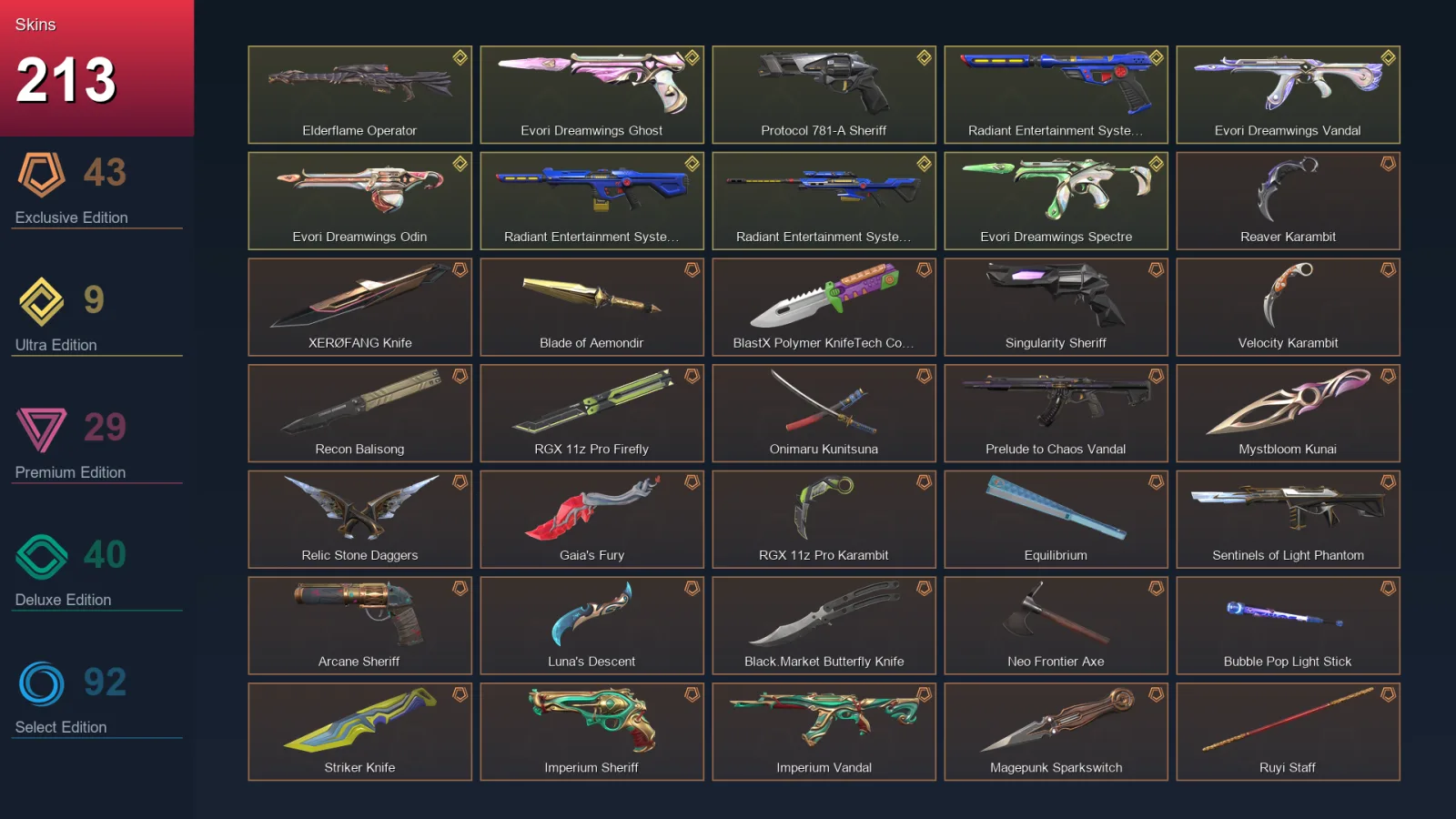 EU | Lv284 | Platinum I | 213 Skin | 26 Agent | 169 Buddy