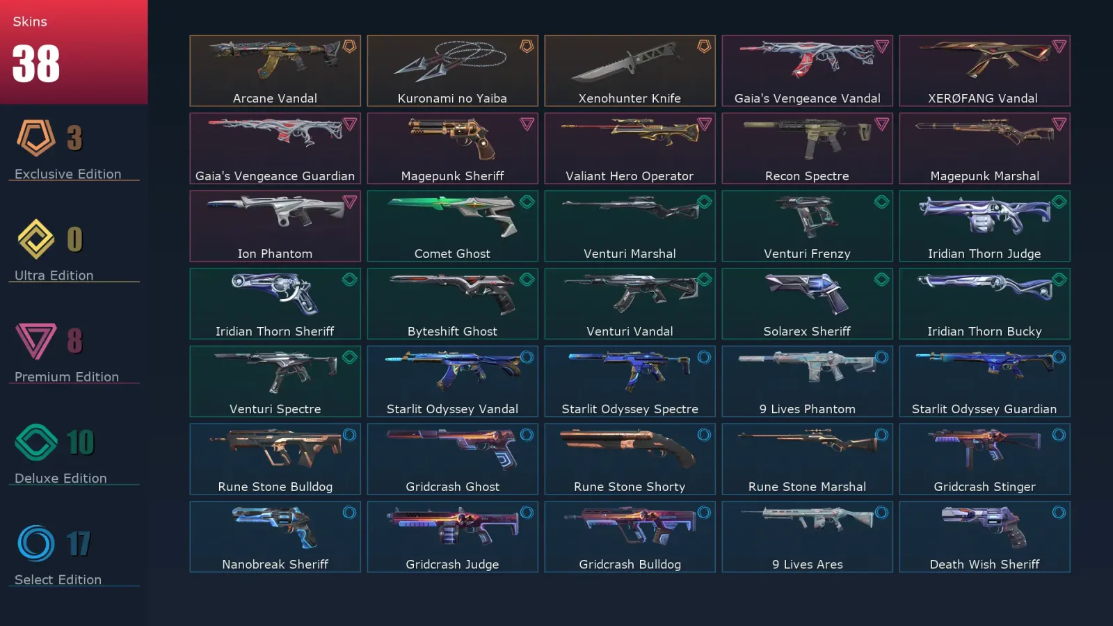[Valorant] | EU | Level 205 | Diamond 1 | 29 Agents | 38 Skins