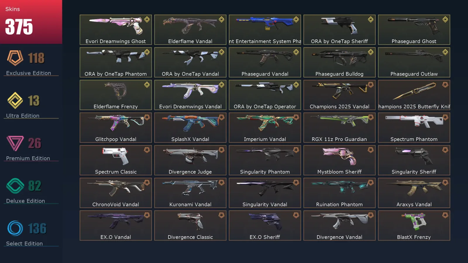 [Valorant] | EU | Level 500 | 29 Agents | 375 Skins