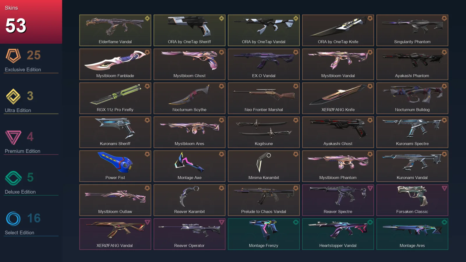 EU | Lv39 | Unranked | 53 Skin | 17 Agent | 24 Buddy — Unranked / Smurf Valorant