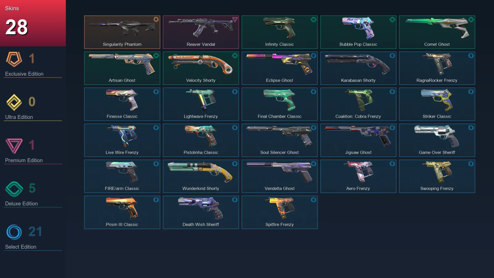 AP | Lv354 | Unranked | 28 Skin | 25 Agent | 89 Buddy