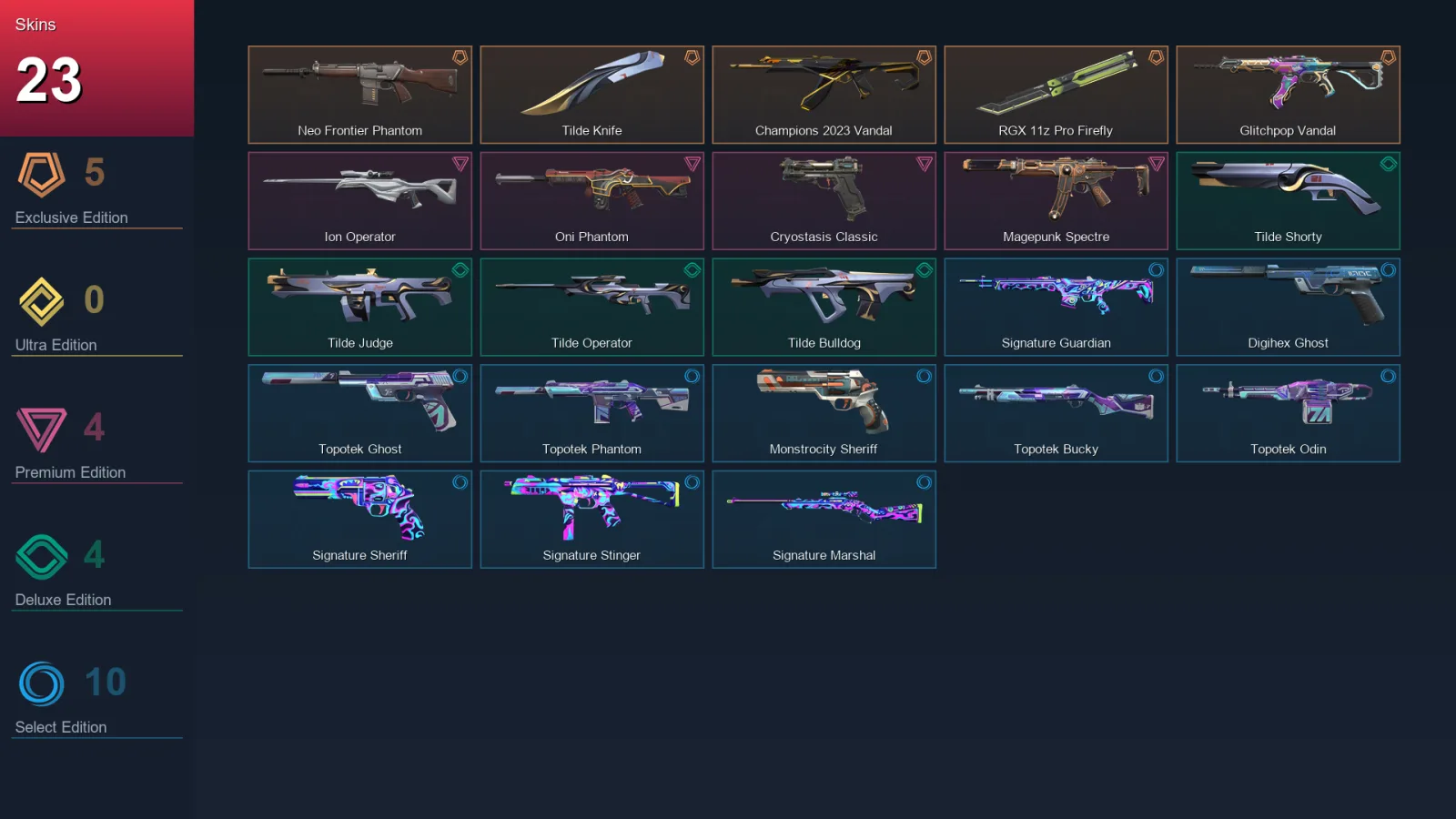 AP | Lv106 | Unranked | 23 Skin | 26 Agent | 56 Buddy