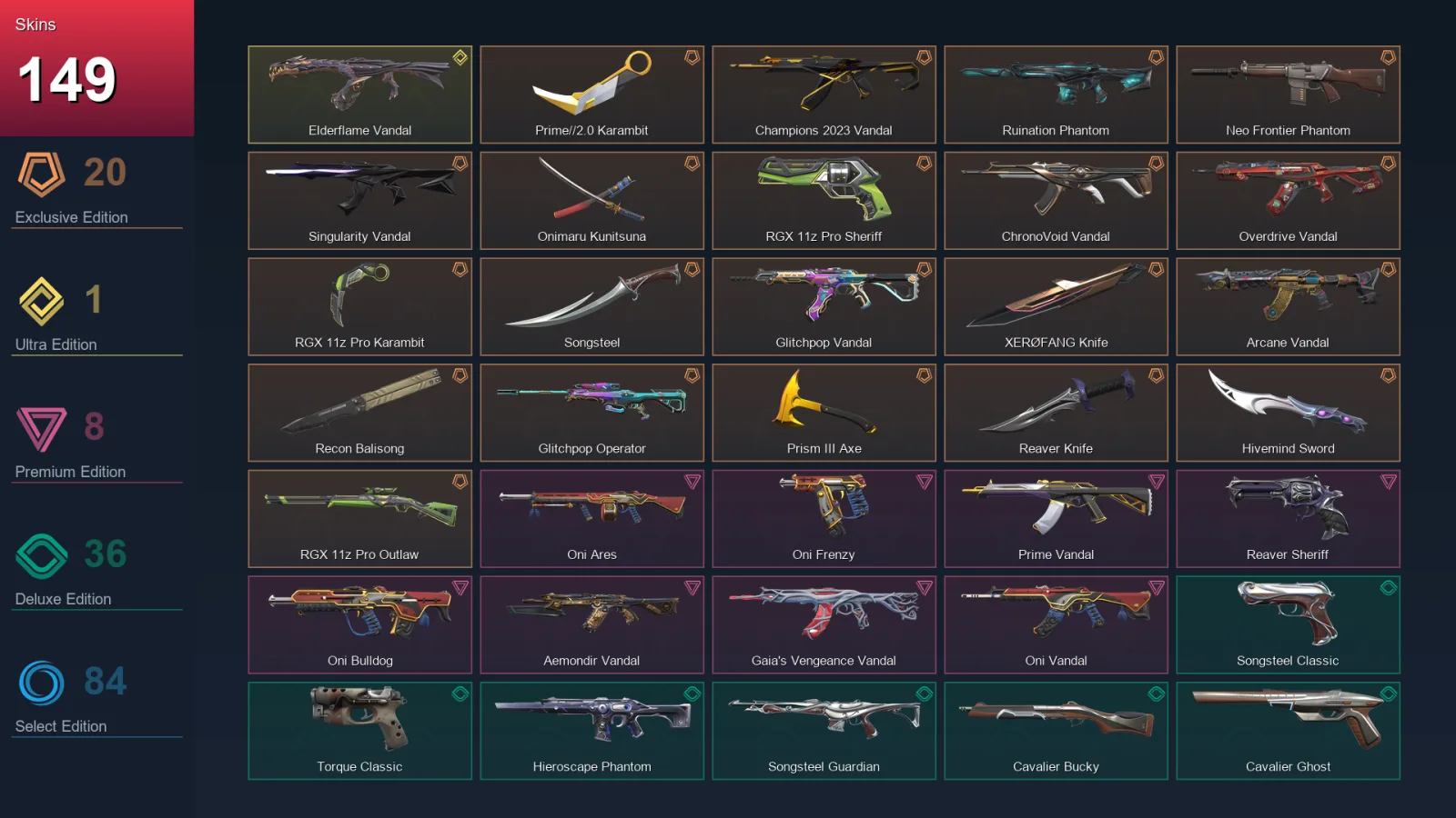 EU | Lv221 | Unranked | 149 Skin | 28 Agent | 172 Buddy — Valorant account