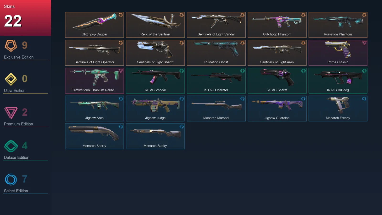AP | Lv59 | Unranked | 22 Skin | 20 Agent | 32 Buddy