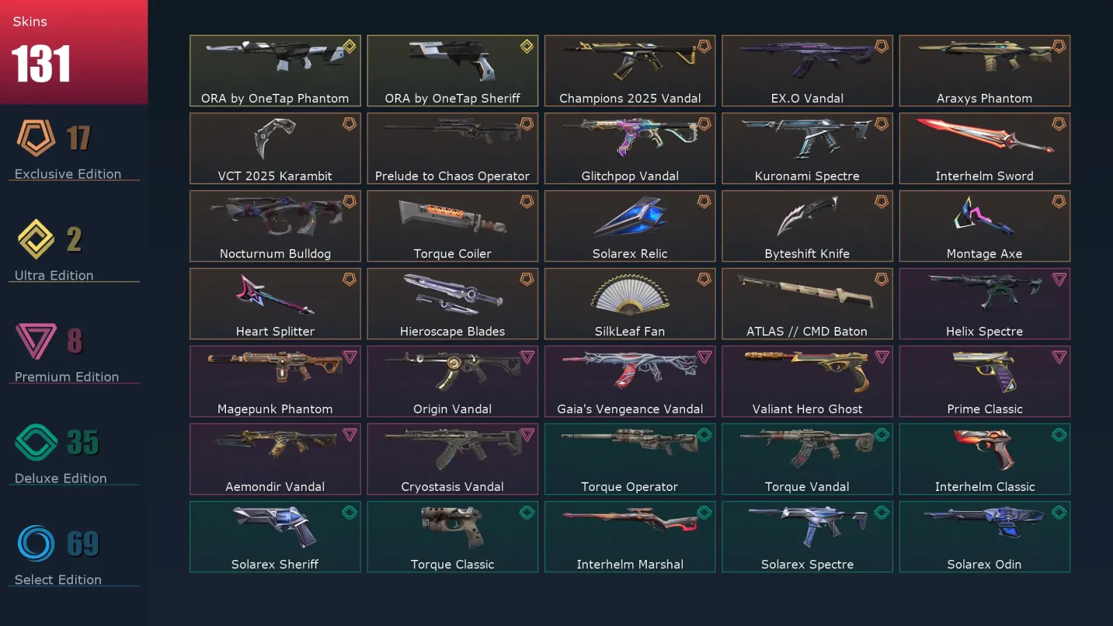 [Valorant] | EU | Level 1 | Immortal 1 | 29 Agents | 131 Skins