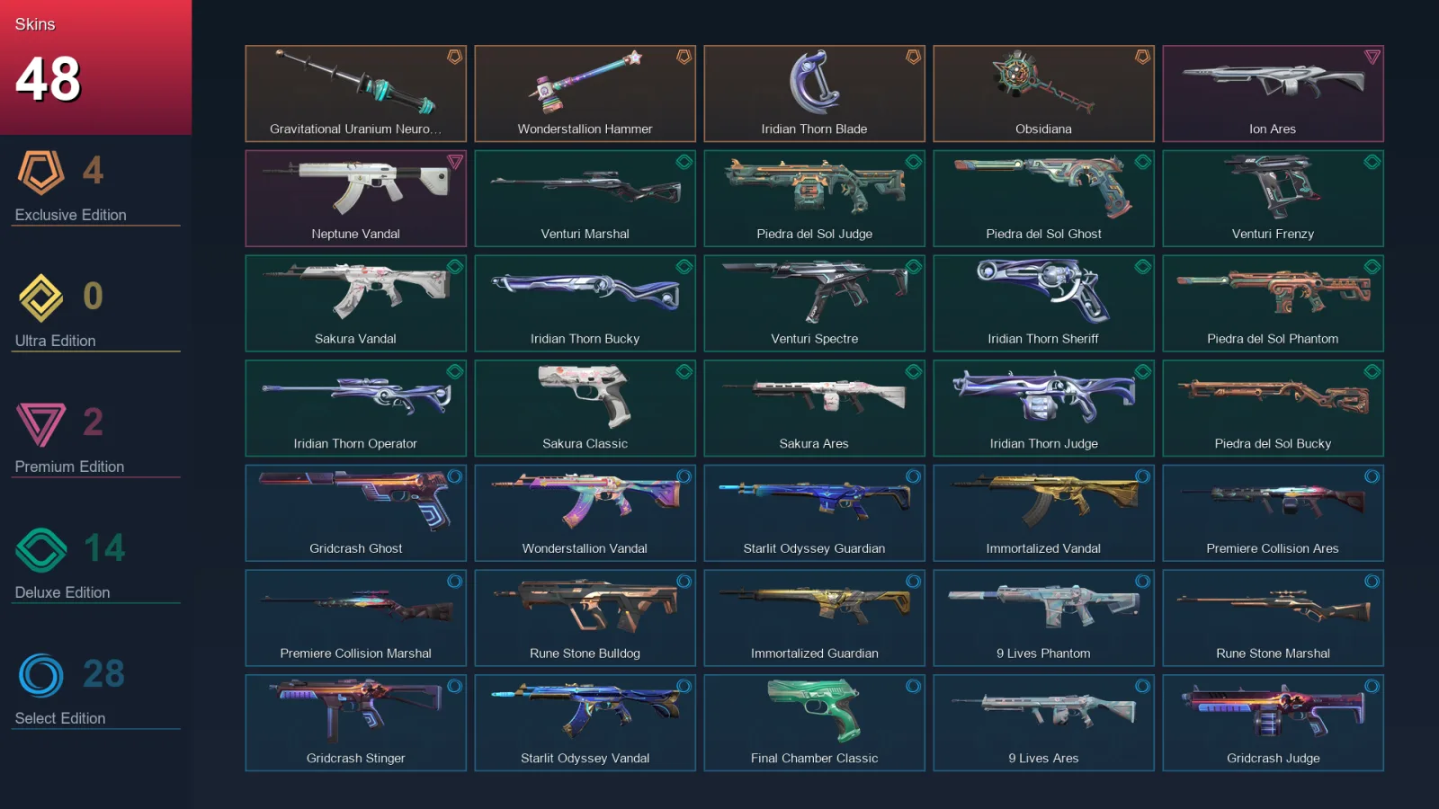 NA | Lv159 | Unranked | 48 Skin | 26 Agent | 89 Buddy