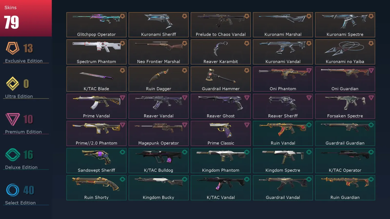 [Valorant] | EU | Level 242 | 26 Agents | 79 Skins — Valorant account