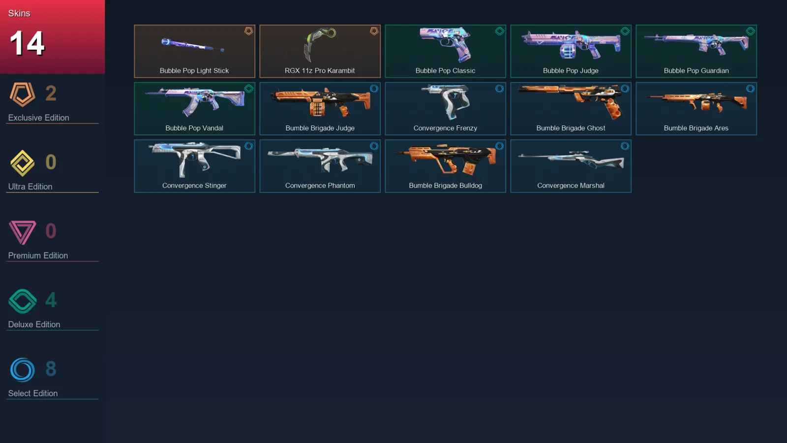 EU | Lv54 | Unranked | 14 Skin | 18 Agent | 33 Buddy