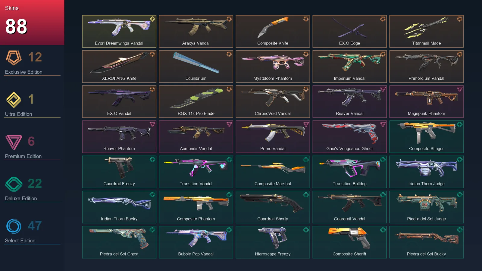 NA | Lv114 | Unranked | 88 Skin | 28 Agent | 76 Buddy — Valorant account