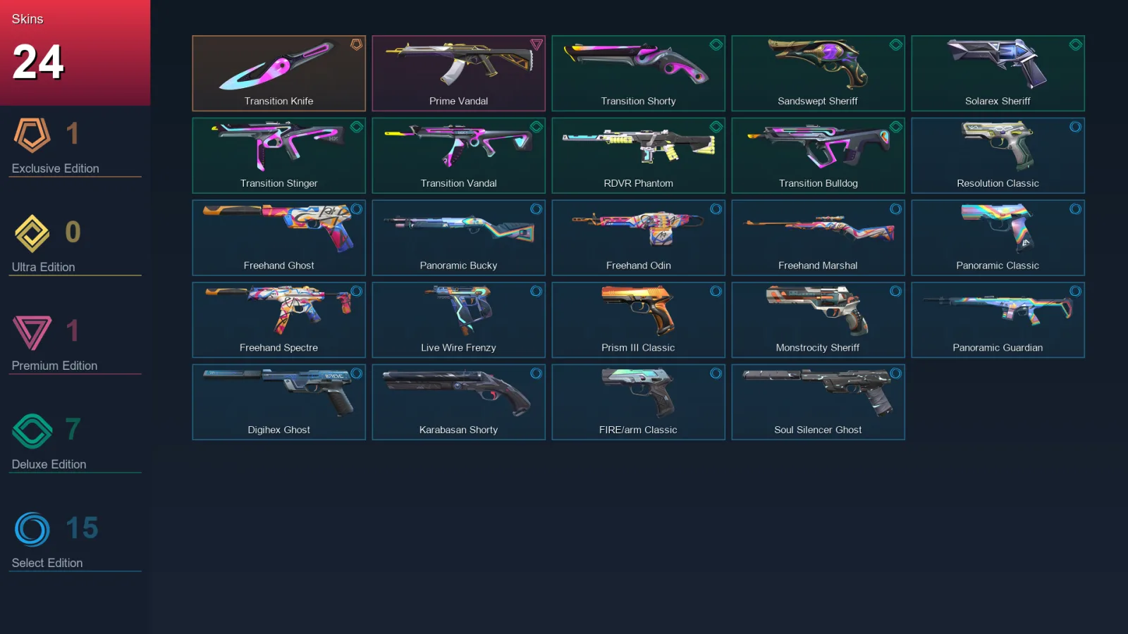 AP | Lv219 | Unranked | 24 Skin | 27 Agent | 83 Buddy