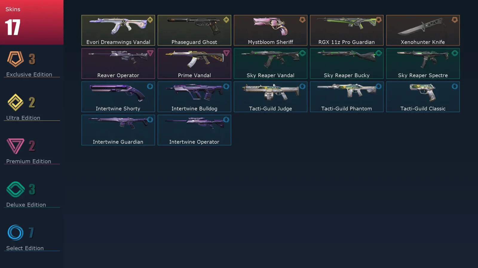 [Valorant] | EU | Level 45 | Ascendant 3 | 12 Agents | 17 Skins