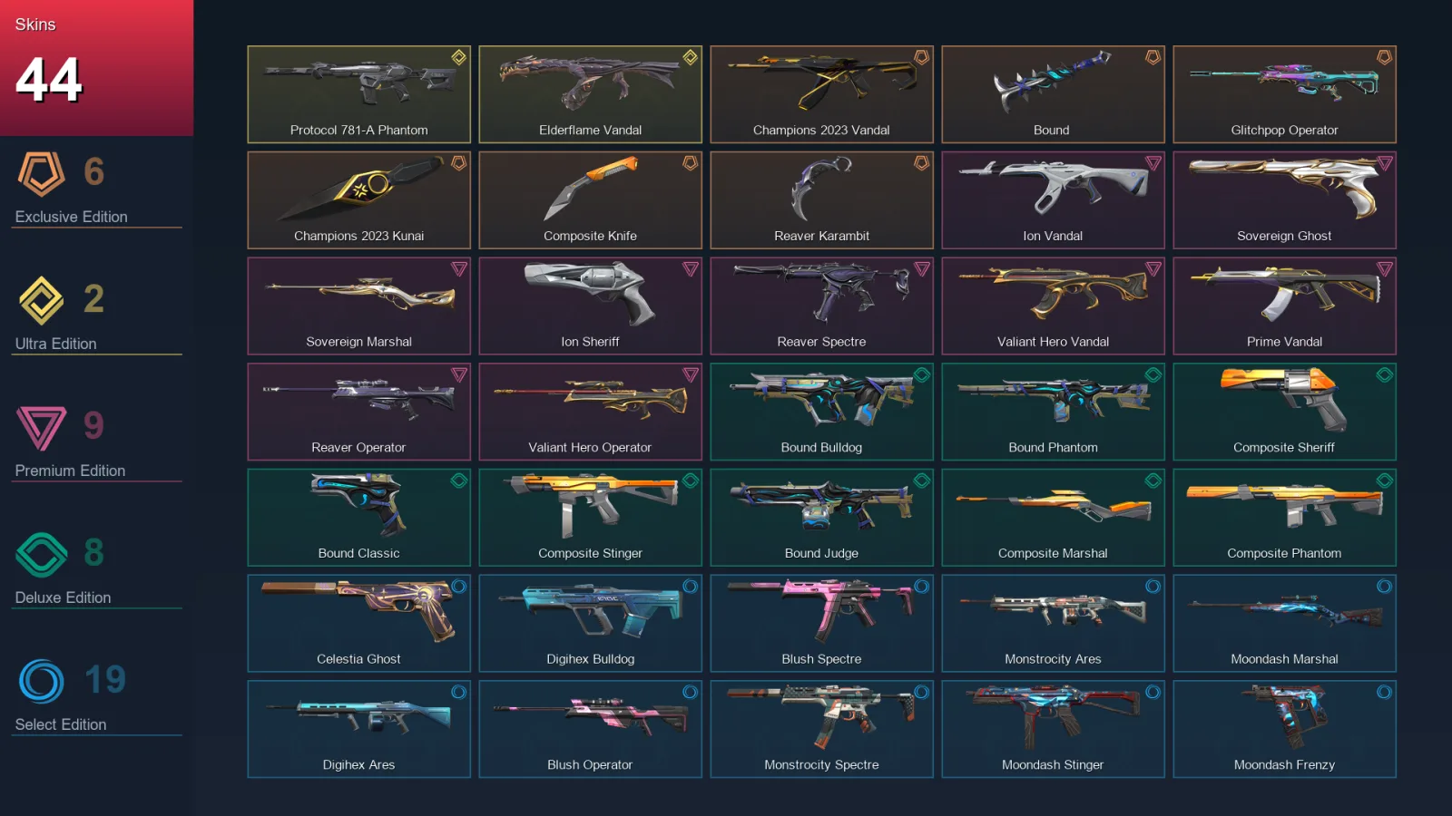 EU | Lv123 | Platinum I | 44 Skin | 25 Agent | 58 Buddy
