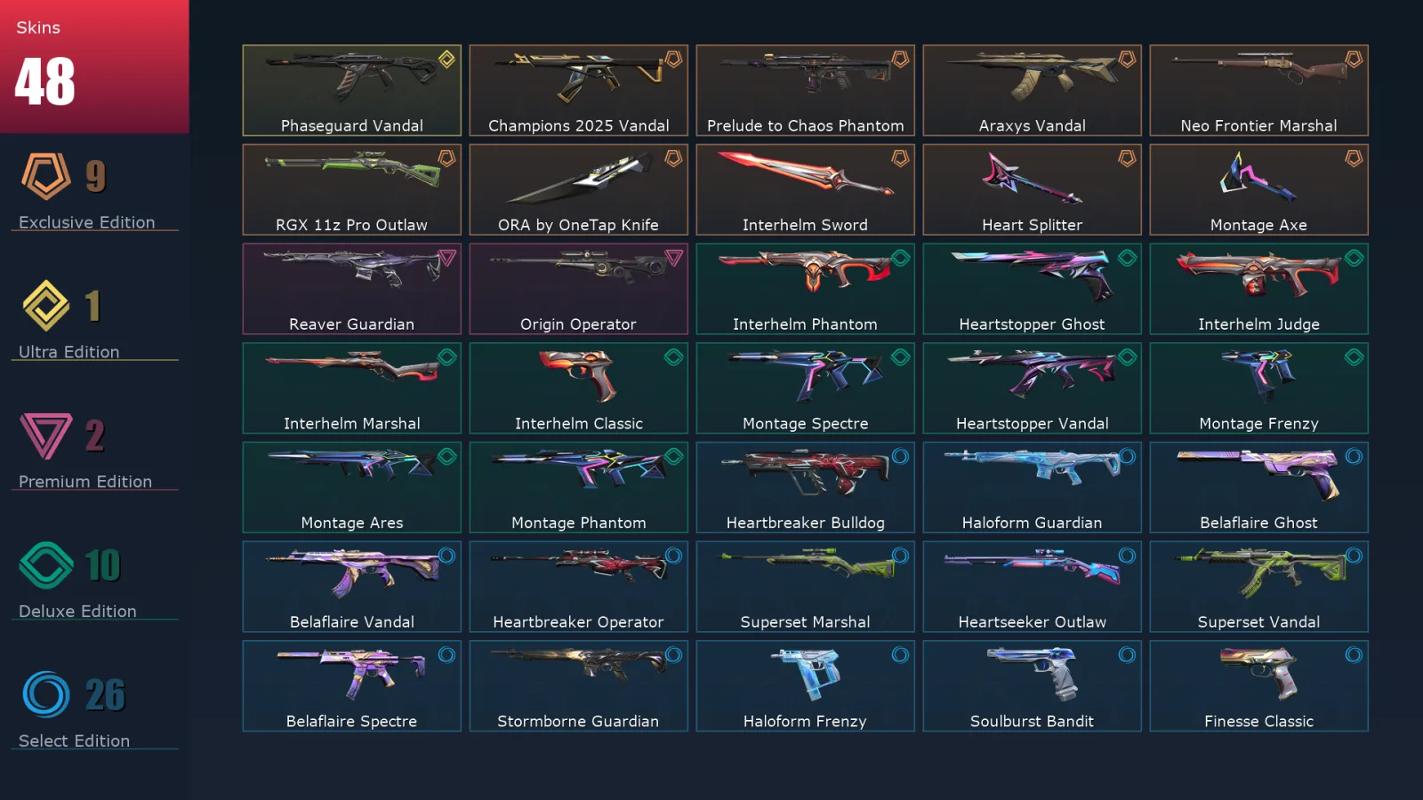 [Valorant] | EU | Level 120 | Gold 2 | 20 Agents | 48 Skins